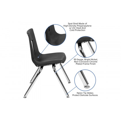 BLNK Mickey Advantage Student Stack School Chair - Black, 14"H