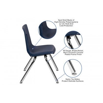 BLNK Mickey Advantage Student Stack School Chair - Navy, 14"H
