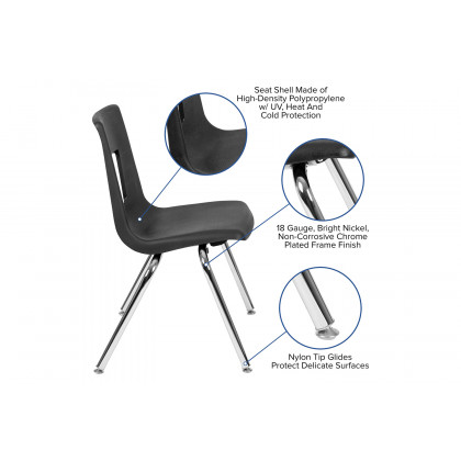 BLNK Mickey Advantage Student Stack School Chair - Black, 16"H