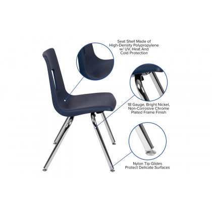 BLNK Mickey Advantage Student Stack School Chair - Navy, 16"H
