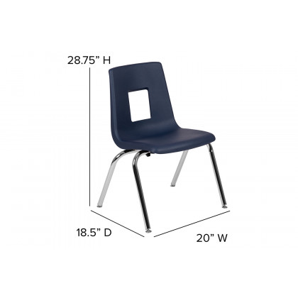 BLNK Mickey Advantage Student Stack School Chair - Navy, 16"H