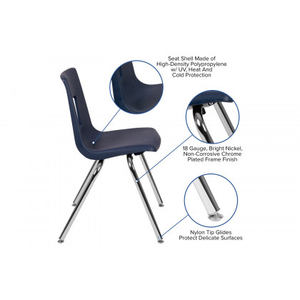 BLNK Mickey Advantage Student Stack School Chair - Navy, 18"H