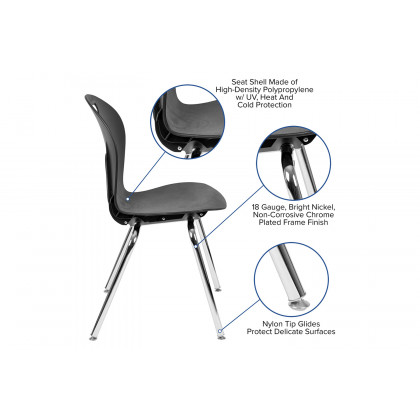 BLNK Mickey Advantage Student Stack School Chair - Titan Black, 18"H