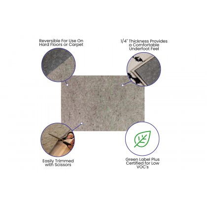 BLNK Minnie Slide-Stop Multi-Surface Reversible Non-Slip Cushion Rug Pad - Gray, 4'W x 6'L