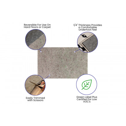 BLNK Minnie Slide-Stop Multi-Surface Reversible Non-Slip Cushion Rug Pad - Gray, 5'W x 8'L