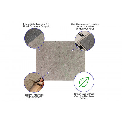 BLNK Minnie Slide-Stop Multi-Surface Reversible Non-Slip Cushion Rug Pad - Gray, 8'W x 10'L