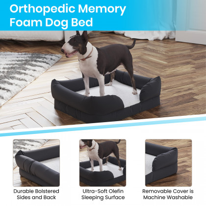 BLNK Cooper Cooper Orthopedic Comfy Memory Foam Joint Relief Bolster Dog Bed - 12 lb