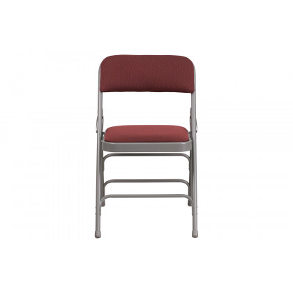 BLNK HERCULES Series Fabric Curved Triple Braced and Double Hinged Patterned Metal Folding Chair - Burgundy