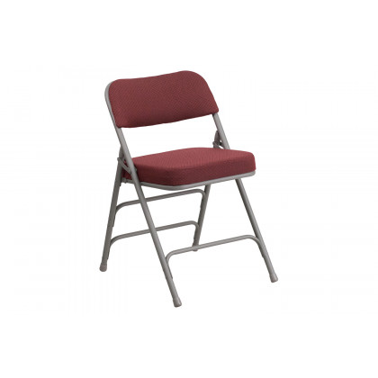 BLNK HERCULES Series Style 1 Fabric Premium Curved Triple Braced and Double Hinged Metal Folding Chair - Burgundy