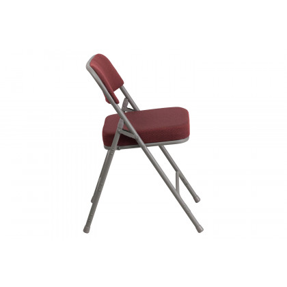 BLNK HERCULES Series Style 1 Fabric Premium Curved Triple Braced and Double Hinged Metal Folding Chair - Burgundy