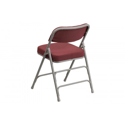 BLNK HERCULES Series Style 1 Fabric Premium Curved Triple Braced and Double Hinged Metal Folding Chair - Burgundy