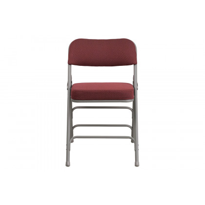 BLNK HERCULES Series Style 1 Fabric Premium Curved Triple Braced and Double Hinged Metal Folding Chair - Burgundy