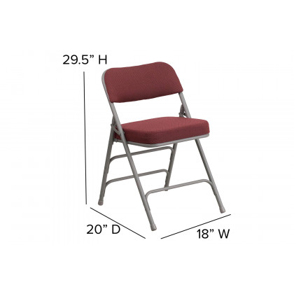 BLNK HERCULES Series Style 1 Fabric Premium Curved Triple Braced and Double Hinged Metal Folding Chair - Burgundy