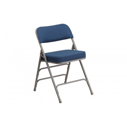 BLNK HERCULES Series Style 1 Fabric Premium Curved Triple Braced and Double Hinged Metal Folding Chair - Navy