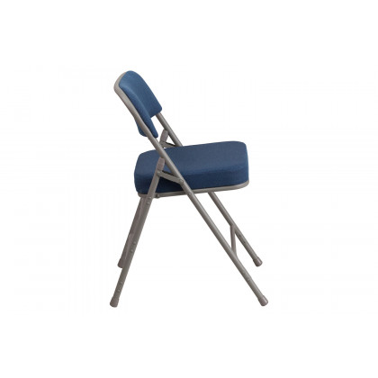 BLNK HERCULES Series Style 1 Fabric Premium Curved Triple Braced and Double Hinged Metal Folding Chair - Navy
