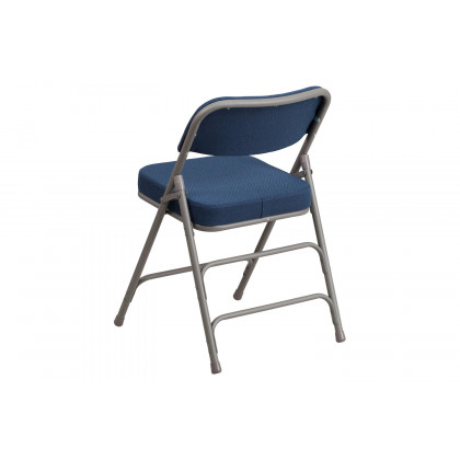 BLNK HERCULES Series Style 1 Fabric Premium Curved Triple Braced and Double Hinged Metal Folding Chair - Navy