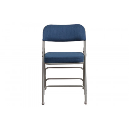BLNK HERCULES Series Style 1 Fabric Premium Curved Triple Braced and Double Hinged Metal Folding Chair - Navy
