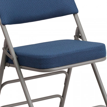 BLNK HERCULES Series Style 1 Fabric Premium Curved Triple Braced and Double Hinged Metal Folding Chair - Navy