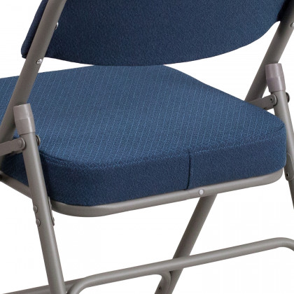 BLNK HERCULES Series Style 1 Fabric Premium Curved Triple Braced and Double Hinged Metal Folding Chair - Navy
