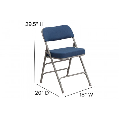 BLNK HERCULES Series Style 1 Fabric Premium Curved Triple Braced and Double Hinged Metal Folding Chair - Navy