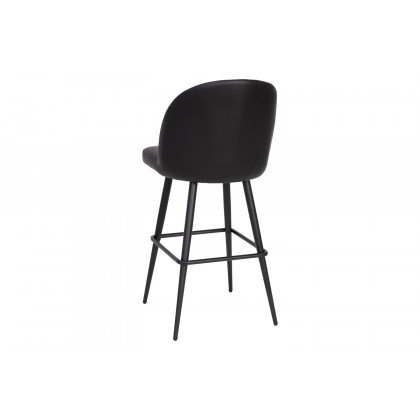 BLNK Lyla Commercial LeatherSoft High Back Modern Armless Bar Stools with Contoured Backrest, Steel Frame and Integrated Footrest Set of 2 - Black