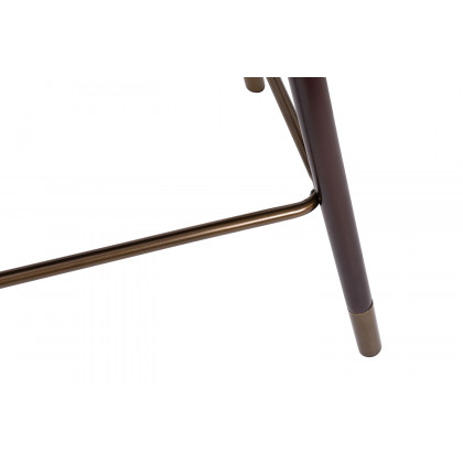 BLNK Margo Commercial LeatherSoft Mid-Back Modern Counter Stool with Walnut Finish Beechwood Legs and Contoured Back - Black