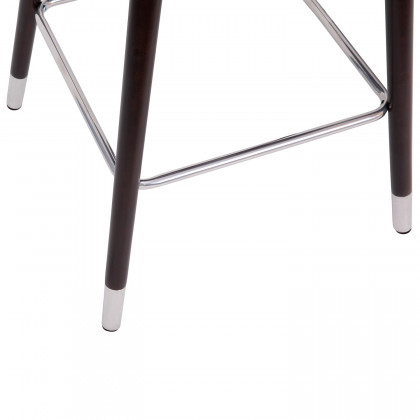 BLNK Margo Commercial LeatherSoft Mid-Back Modern Counter Stool with Walnut Finish Beechwood Legs and Contoured Back - Gray