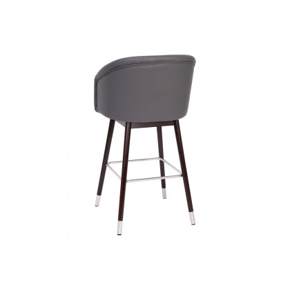 BLNK - Margo Commercial LeatherSoft Mid-Back Modern Bar Stool with Walnut Finish Beechwood Legs and Curved Back with Silver Accents