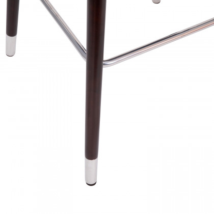 BLNK - Margo Commercial LeatherSoft Mid-Back Modern Bar Stool with Walnut Finish Beechwood Legs and Curved Back with Silver Accents