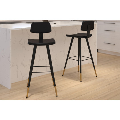 BLNK - Kora Commercial LeatherSoft Low Back Bar Stools Set of 2