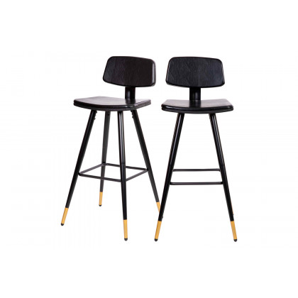 BLNK Kora Commercial LeatherSoft Low Back Bar Stools Set of 2 - Black