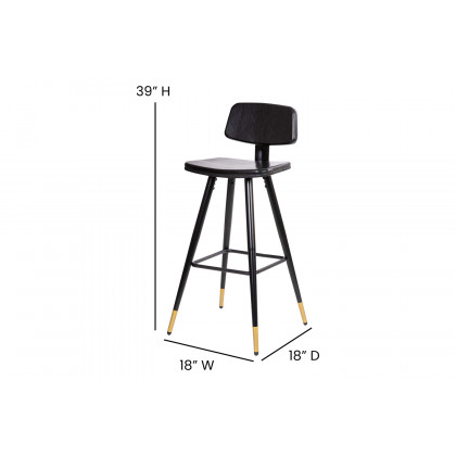 BLNK Kora Commercial LeatherSoft Low Back Bar Stools Set of 2 - Black