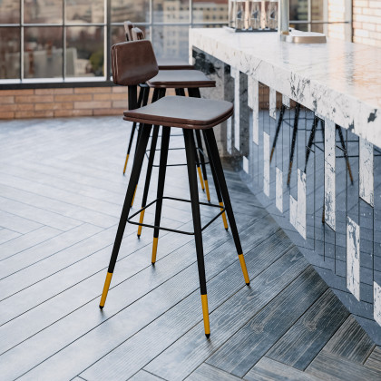 BLNK - Kora Commercial LeatherSoft Low Back Bar Stools Set of 2