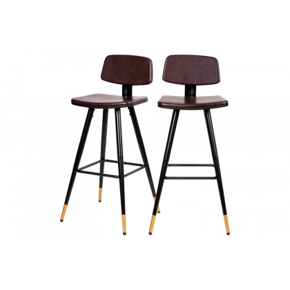 BLNK Kora Commercial LeatherSoft Low Back Bar Stools Set of 2 - Brown