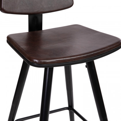 BLNK Kora Commercial LeatherSoft Low Back Bar Stools Set of 2 - Brown