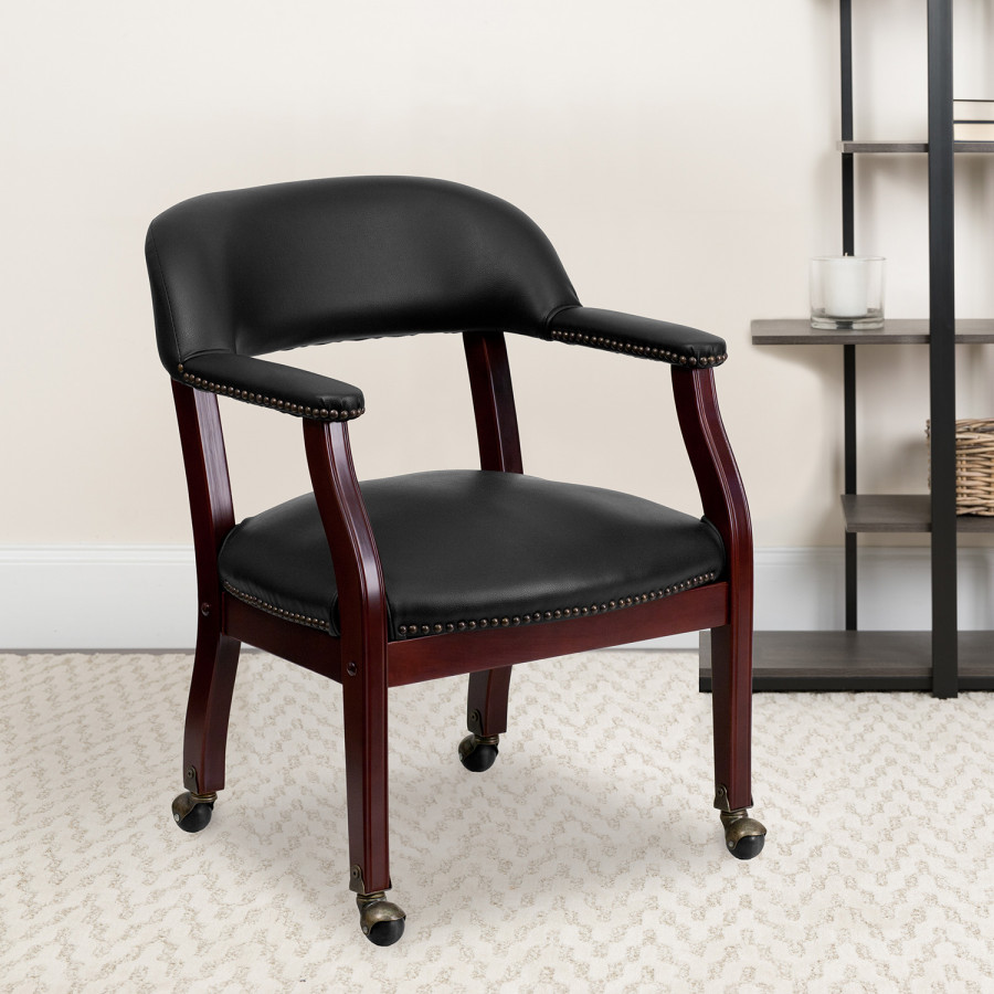 BLNK - Sarah Vinyl Luxurious Conference Chair with Accent Nail Trim and Casters
