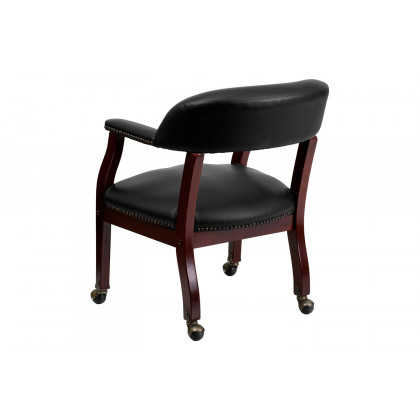 BLNK Sarah Vinyl Luxurious Conference Chair with Accent Nail Trim and Casters - Black