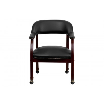 BLNK Sarah Vinyl Luxurious Conference Chair with Accent Nail Trim and Casters - Black