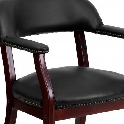 BLNK Sarah Vinyl Luxurious Conference Chair with Accent Nail Trim and Casters - Black