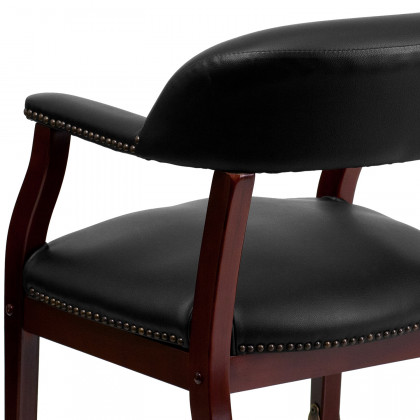 BLNK Sarah Vinyl Luxurious Conference Chair with Accent Nail Trim and Casters - Black