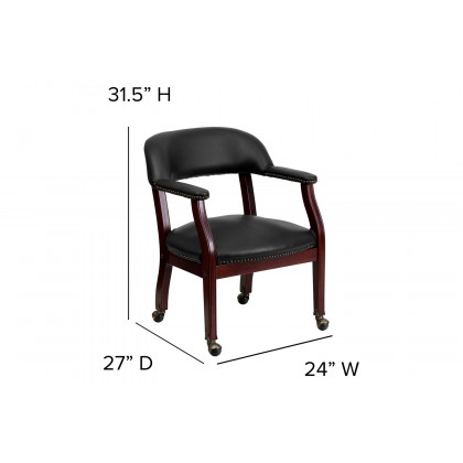 BLNK Sarah Vinyl Luxurious Conference Chair with Accent Nail Trim and Casters - Black