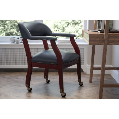 BLNK - Sarah Vinyl Luxurious Conference Chair with Accent Nail Trim and Casters