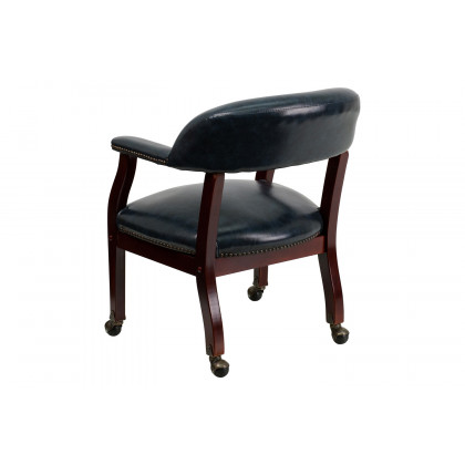 BLNK Sarah Vinyl Luxurious Conference Chair with Accent Nail Trim and Casters - Navy