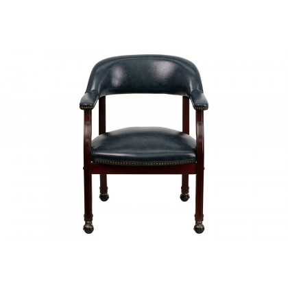 BLNK Sarah Vinyl Luxurious Conference Chair with Accent Nail Trim and Casters - Navy