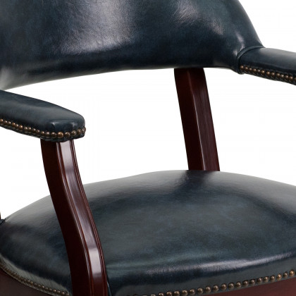 BLNK Sarah Vinyl Luxurious Conference Chair with Accent Nail Trim and Casters - Navy