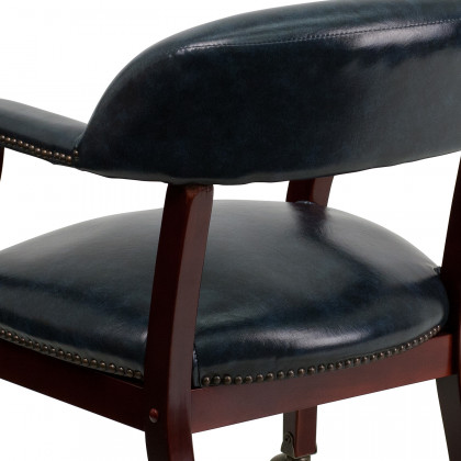 BLNK Sarah Vinyl Luxurious Conference Chair with Accent Nail Trim and Casters - Navy
