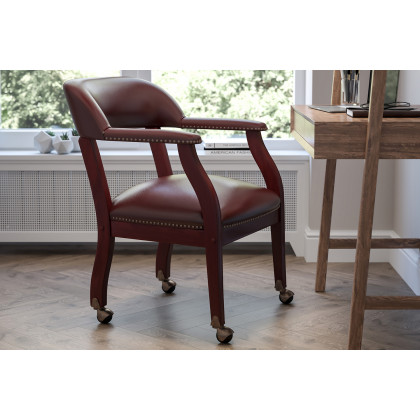 BLNK - Sarah Vinyl Luxurious Conference Chair with Accent Nail Trim and Casters