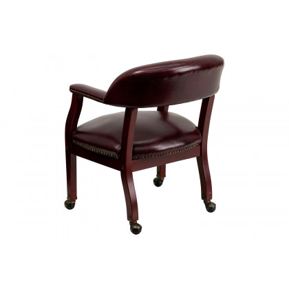 BLNK Sarah Vinyl Luxurious Conference Chair with Accent Nail Trim and Casters - Oxblood