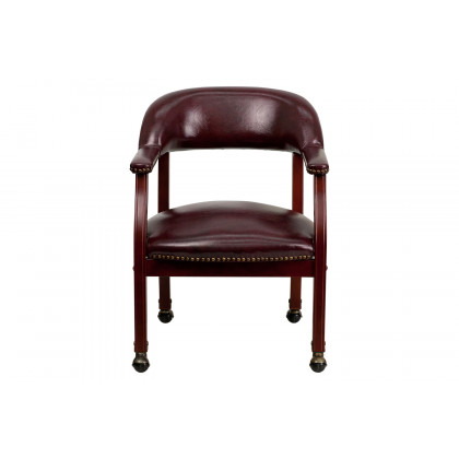 BLNK Sarah Vinyl Luxurious Conference Chair with Accent Nail Trim and Casters - Oxblood
