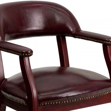 BLNK Sarah Vinyl Luxurious Conference Chair with Accent Nail Trim and Casters - Oxblood
